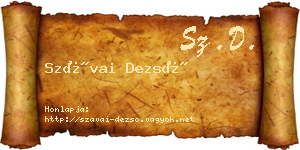 Szávai Dezső névjegykártya